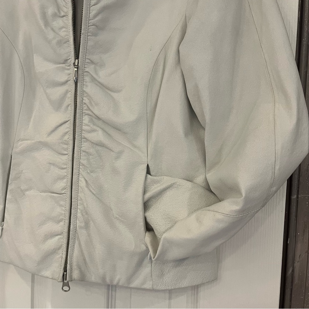 Wilson Leather Off White Leather Jacket Zip Front  Sz S - Picture 9 of 9